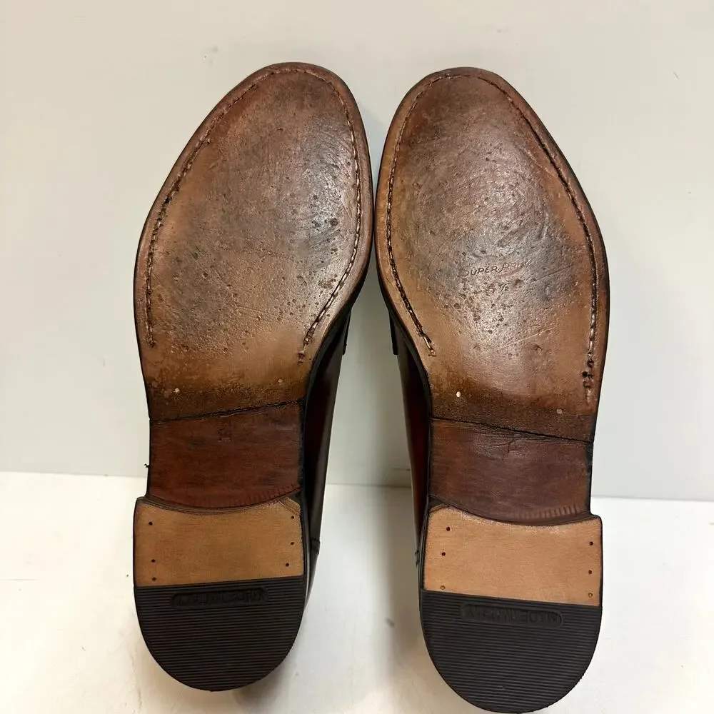 NEW HEELS Polo Ralph Lauren Penny Loafer Cognac Brown Bench Made in Italy 8 D